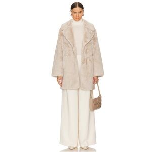 LAMARQUE Linnea Fur Coat in Oat - Revolve